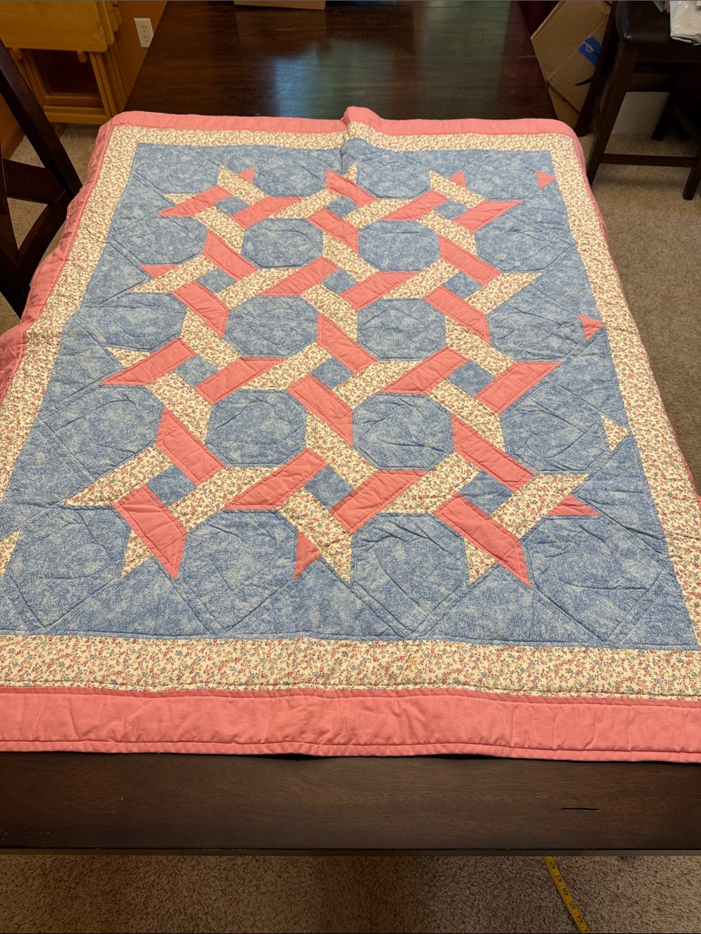 Quilted blanket.  Heart shaped stitch